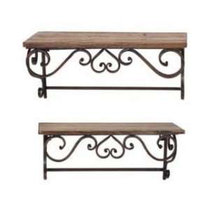 Privilege 14381 2 Piece Wood and Iron Wall Shelves 