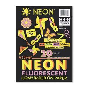  Pacon  Art Street Neon Construction Paper, 12 x 18, Four 