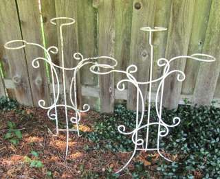 PAIR* Vintage Shabby Cottage Wrought Iron Metal *3 Plant* Plant Stand 