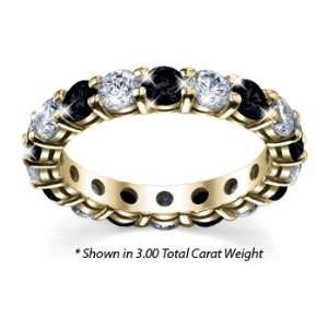 Womens Diamond Eternity Ring Shared Prong Diamond and Black Diamond 