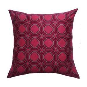  Square Tiles Raspberry Red Modern Throw Pillow (Insert 