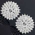   Stunning Deluxe Bloom Flower Clear Crystal Sexy Clip On Earrings New