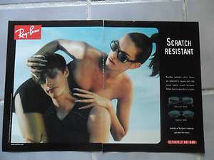 1998 Print Ad Ray Ban Sunglassess Sexy Girl and Guy on Beach  
