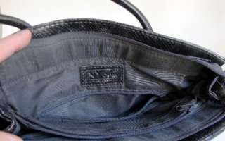 New York & Company snakeskin pattern black satchel bag. 3 sections 