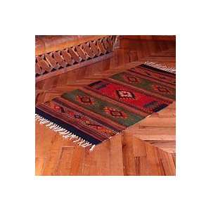    NOVICA Zapotec wool rug, Center Cross (2.5x5)