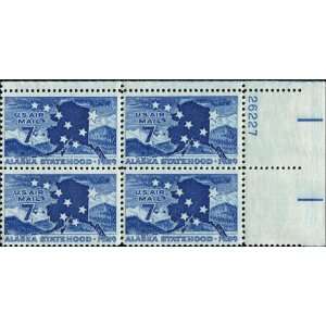  #C53 1959 7c Alaska Statehood Postage Stamps Plate Block 