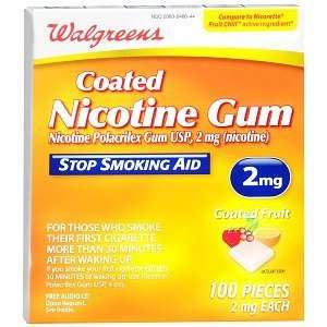   Nicotine Gum 2 mg Coated, Fruit, 100 ea Health 