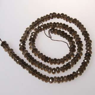 3x5mm Rondelle Smoky Quartz Faceted Beads Strand 15.5 inch Gemstone 