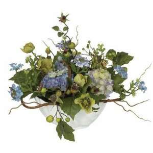  Exclusive By Nearly Natural Blue Hydrangea Centerpiece 