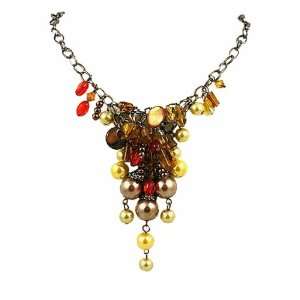     N218   Pearl Cluster ~ Gold & Red SERENITY CRYSTALS Jewelry