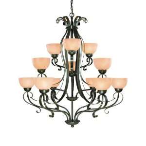   45 Brownstone Chandelier with Faux Alabaster Glass Shade 14412 BST