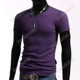 Mens Stylish Casual V Neck Short sleeve Slim T shirt Size S/M/L/XL 