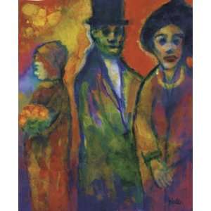   Nolde   24 x 30 inches   Man and two women 
