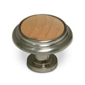 Country style expression   1 1/4 diameter knob with wood insert in br
