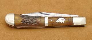 EARLY KA BAR DOGSHEAD SLOT KNIFE FORK w. STAG HANDLES  