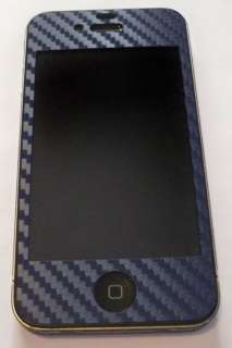 iPhone 4 Carbon Fiber Skin   Body Wrap case wrap BLUE CHEAP SHIPPING 