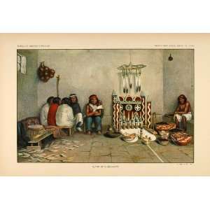 1904 Zuni Indian Altar Shumaakwe Fraternity Lithograph   Original 