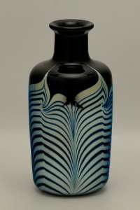 Signed Vintage Correia Studio Art Glass Vase Feathered Iridescent 