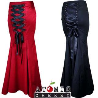Long Fishtail Corset Skirt Gothic Lace Up Rockabilly  