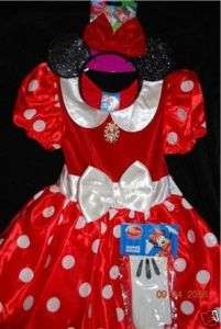  Minnie Mouse Costume RED Dress Ears Gloves  