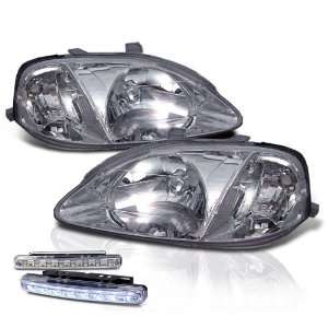 Eautolights 99 00 Honda Civic Chrome Crystal Head Lights + LED Bumper 