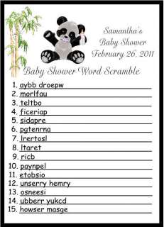 Panda Word Scramble Baby Shower Game  