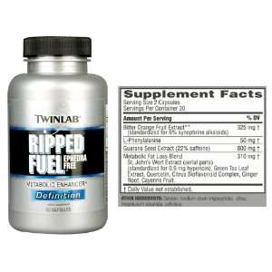 Twinlab Ripped Fuel Ephedra Free Fat Burner   60 CAPS [Health and 