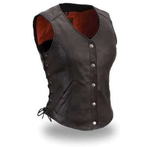   Womens Side Lace Leather Vest. Feminine Silhouette. FIL546CSL