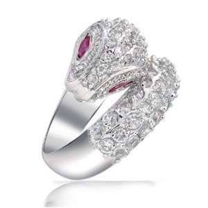  Bling Jewelry Clear and Red Ruby Color Pave CZ Snake 