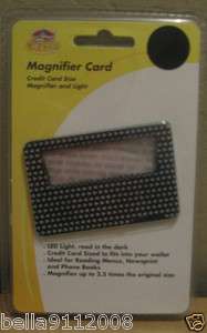 MAGNIFIER CARD CREDIT CARD SIZE WITH LIGHT 2.5 TIMES MAGNIFIER NEW IN 