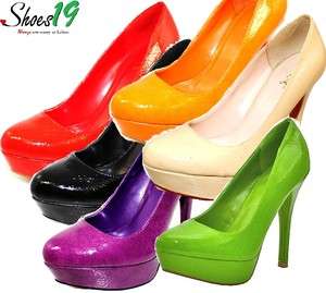 Platform Sexy Crinkled Patent Leather Women Pumps Shoes  