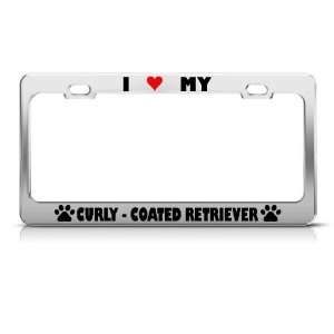 Curly Coated Retriever Paw Love Heart Dog license plate frame 