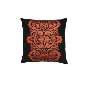 Screen Print Folk Flower Pillow Color Copper / Black 