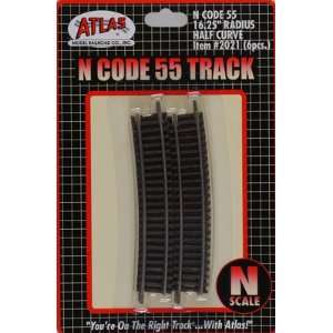  Atlas Model   Code 55 16 1/4 Half Curve (6) N (Trains 
