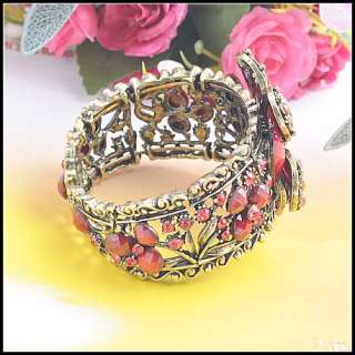 Wholesale 12 Crystals Resin Flower Cuff Bracelet Bangle  