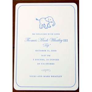  baby elephant custom letterpress birth announcement Baby