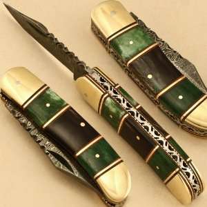 Custom Made Damascus Steel Folding, Pocket Knife (Slip joint) Ts 280 