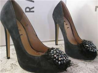 Ravel Blue Suede Bead Diamante Detail Shoes 6 39 Glamorous 1940s Style 