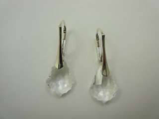 Sterling Silver Swarovski Crystal Leverback Earrings WEDDING PROM 