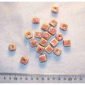  Pink Ceramic 12mm Cube Beads Arts, Crafts & Sewing