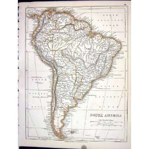   Map 1853 South America Falkland Brazil Colombia Peru