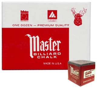 Master GRAY Pool Billiard Cue Stick Chalk (12 Pack)  