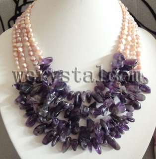 row purple cultured pearls amethyst necklace  