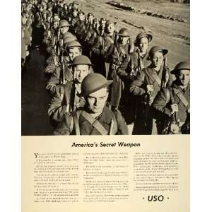  Ad United Service Organization USO Troops World War II Aid Soldiers 