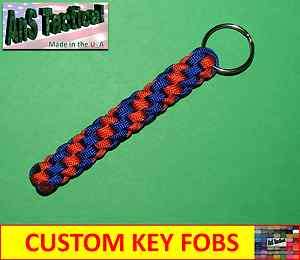 Paracord Key Chain Fob Lanyard Custom Colors, ungutted, round weave 