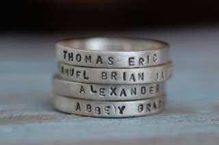 Stacking Rings   Hand Stamped Silver Personalized Name engraved custom 