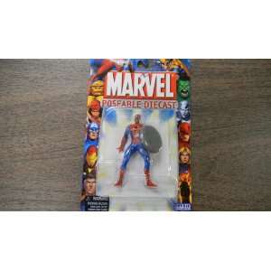 Marvel Spider Man Poseable Die Cast Spider  Man with Shield by Toy Biz
