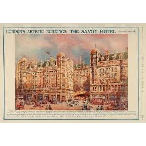  1910 Print Savoy Hotel Strand Entrance Facade London 