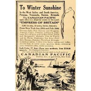   Ad Canadian Pacific Winter Cruise Empress Britain   Original Print Ad