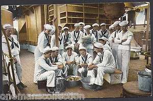 7072) 1910 P/C US NAVY SAILORS HELPING THE COOK  